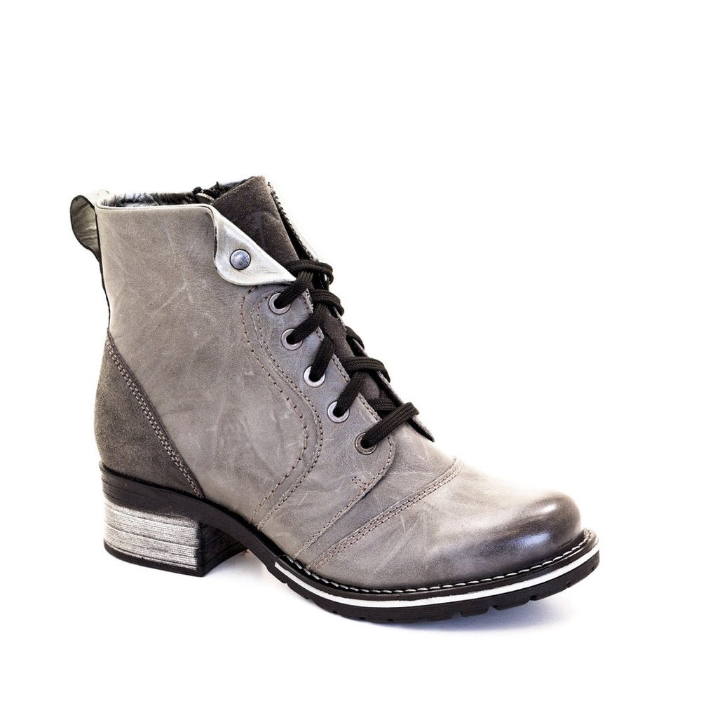 Dromedaris‎ Karissa Scrunched Gray Lace-Up Boots, Women's Size 41 or 10-10.5 - Picture 4 of 14